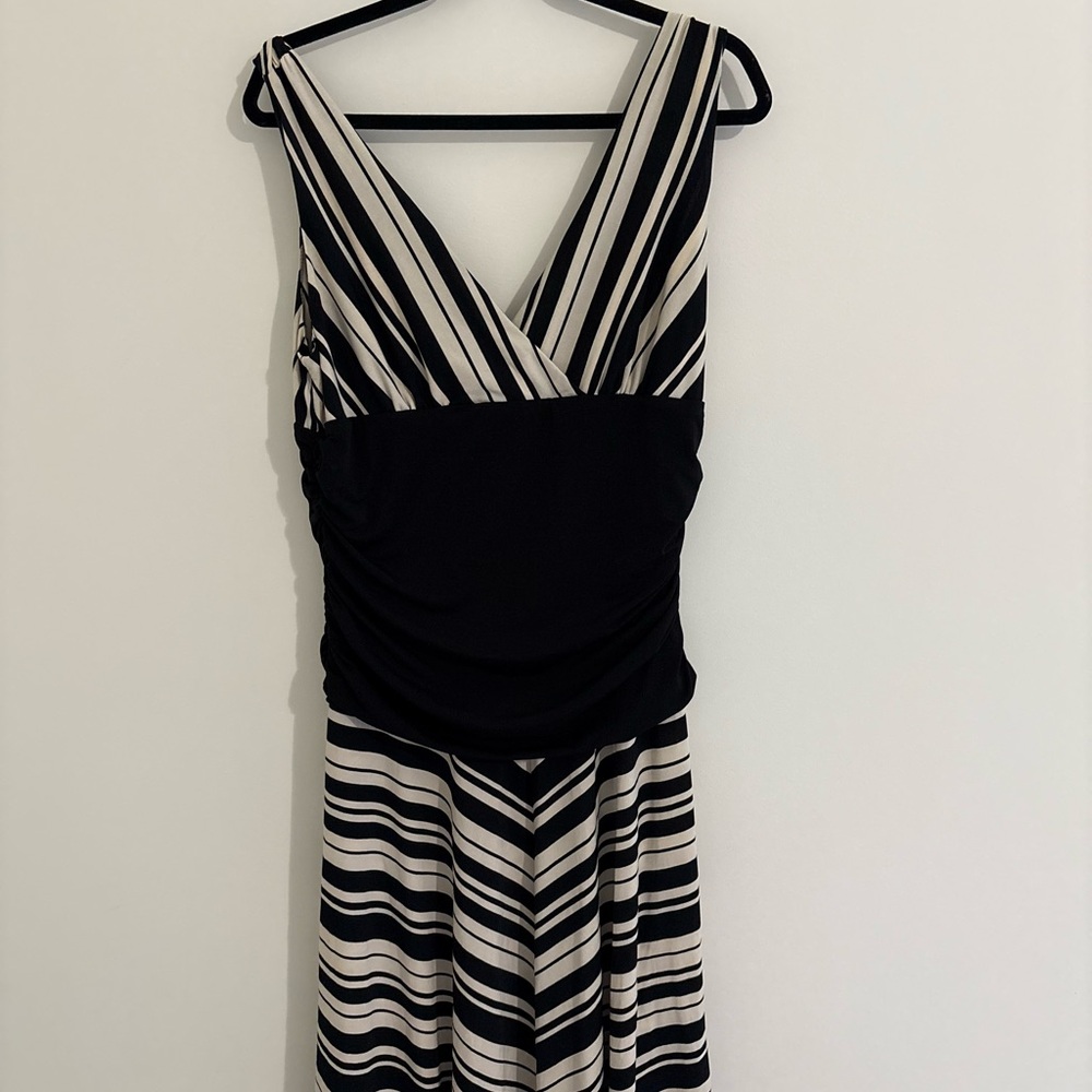 Vintage Y2K Elegant Black and White Striped Dress